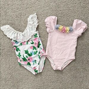 Janie and Jack Bundle of Floral and Pink Ruffle Kids One Piece Set
